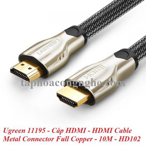 Ugreen 11195 10M màu Đen Cáp tín hiệu HDMI vỏ bọc lưới cao cấp HD102 30011195